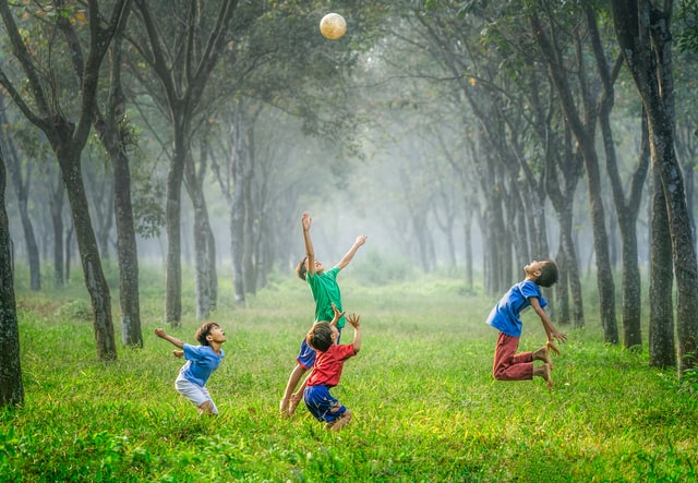 children playing in the nature