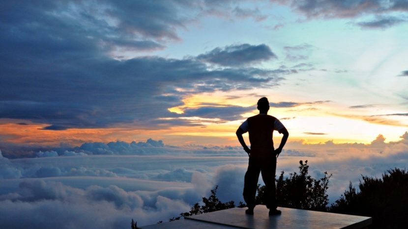 man standing in mountain